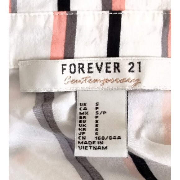Forever 21 Contemporary Womens Striped Button Down Front Tie Top Size Small - Picture 6 of 7
